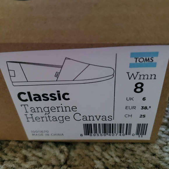 TOMS Tangerine Orange Canvas Womens Alpargata Slip-on Shoes - Picture 4 of 4